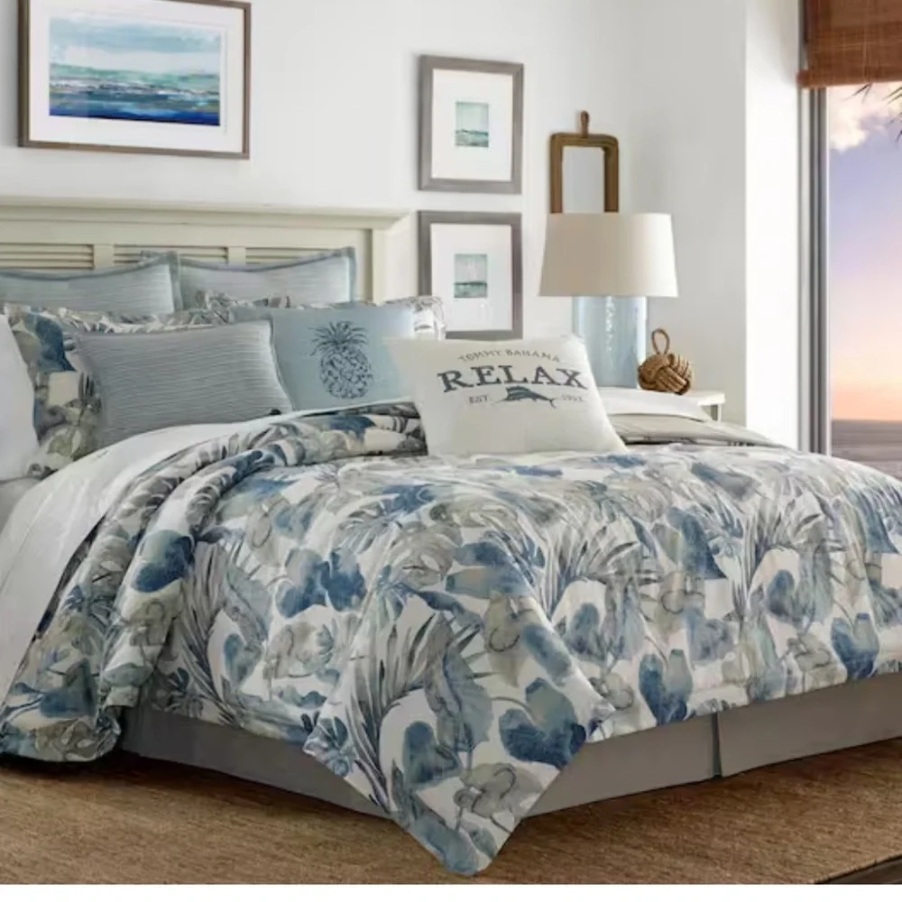 Raw Coast 3-Piece Blue Floral Cotton Full/Queen Duvet Cover Set NEW